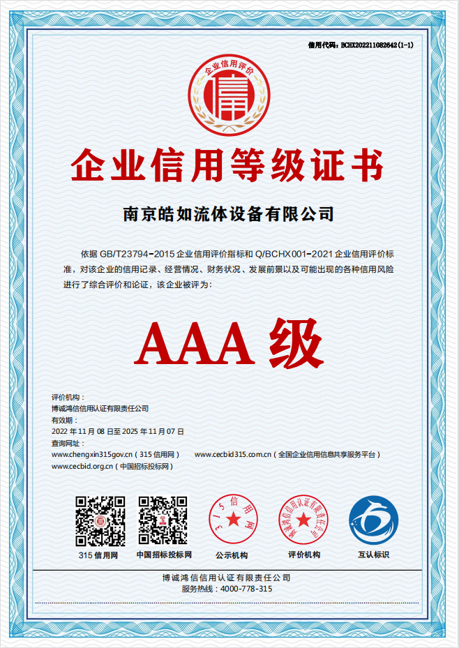 AAA信用等級(jí)證書